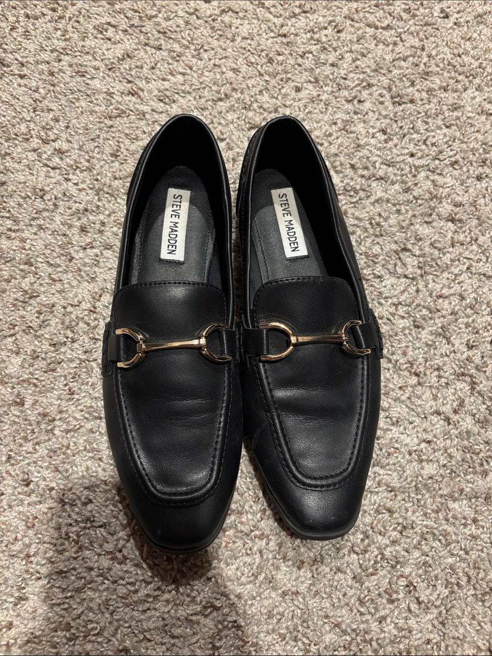 Steve Madden Keli Black Leather Horsebit Loafers